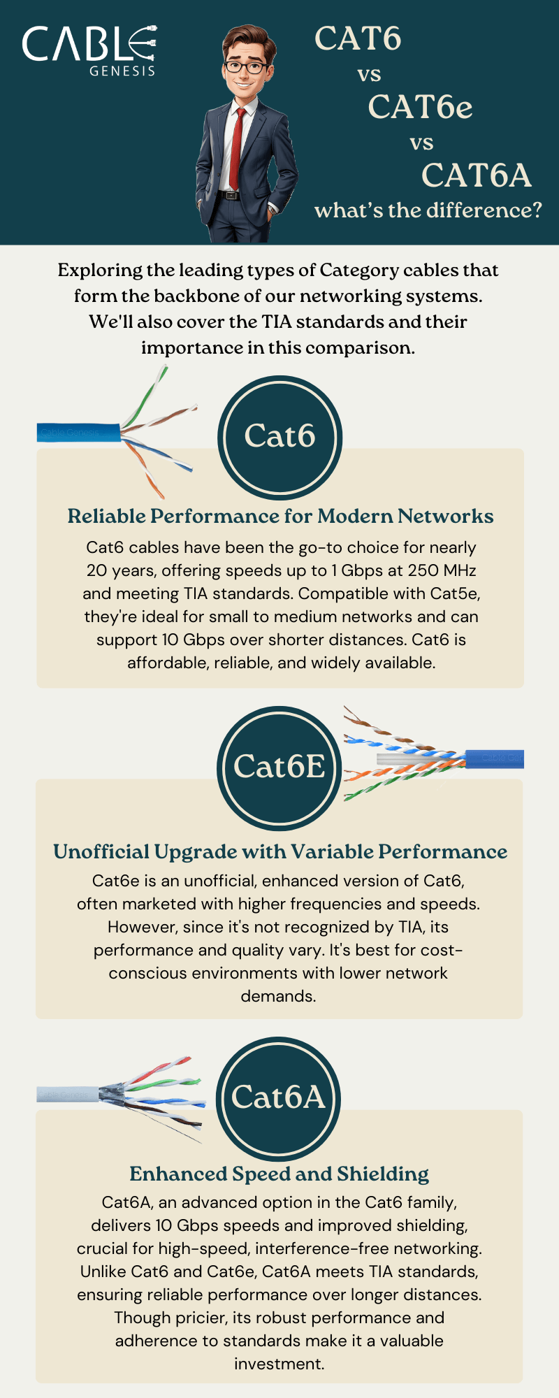 CAT6 vs CAT6e vs CAT6A Cables: What’s the difference?