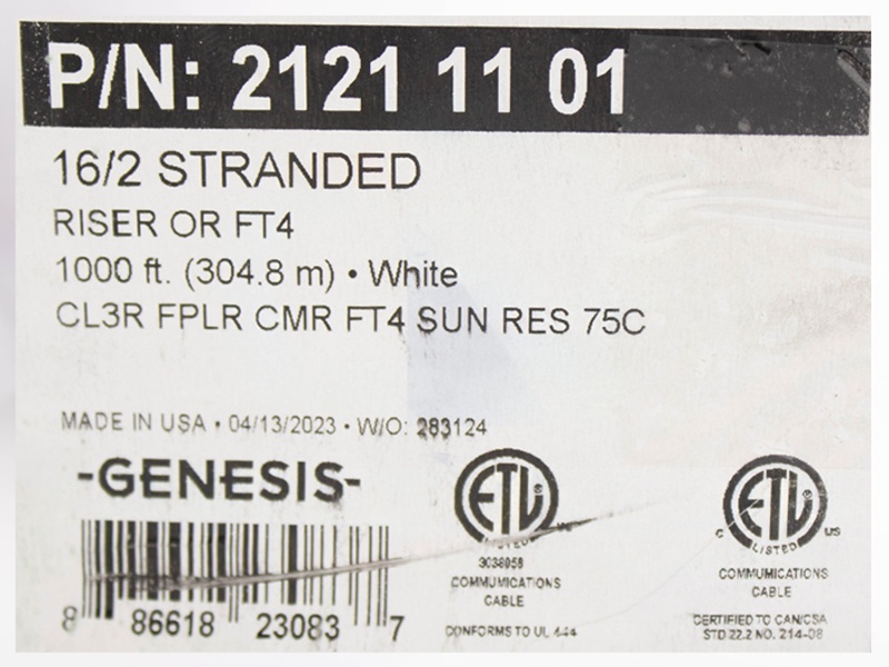 Gen-21211101 Seguridad y Alarma Sin Blindaje 2Cond 16AWG CMR/CL3R - Image 3