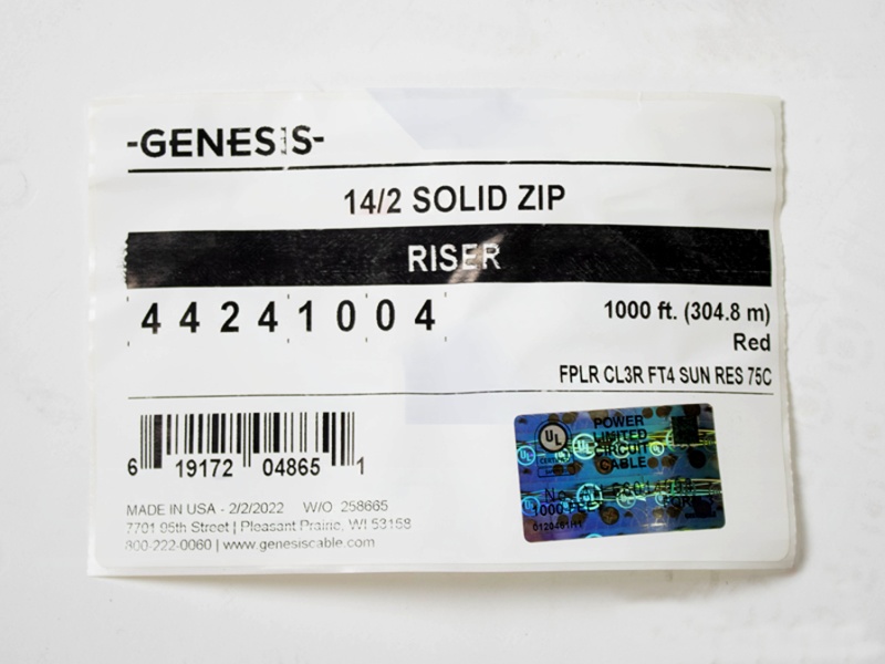 Gen-44241004 Detección de Incendio, Zipcord 2Cond 14AWG FPLR/Cl3R - Image 4