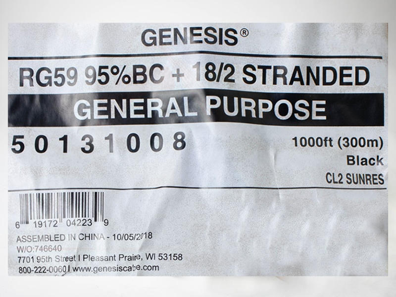 Gen-50131008 CCTV Coaxial Rg59/U Malla Cu95%+2X18 CM/CL2 - Image 4