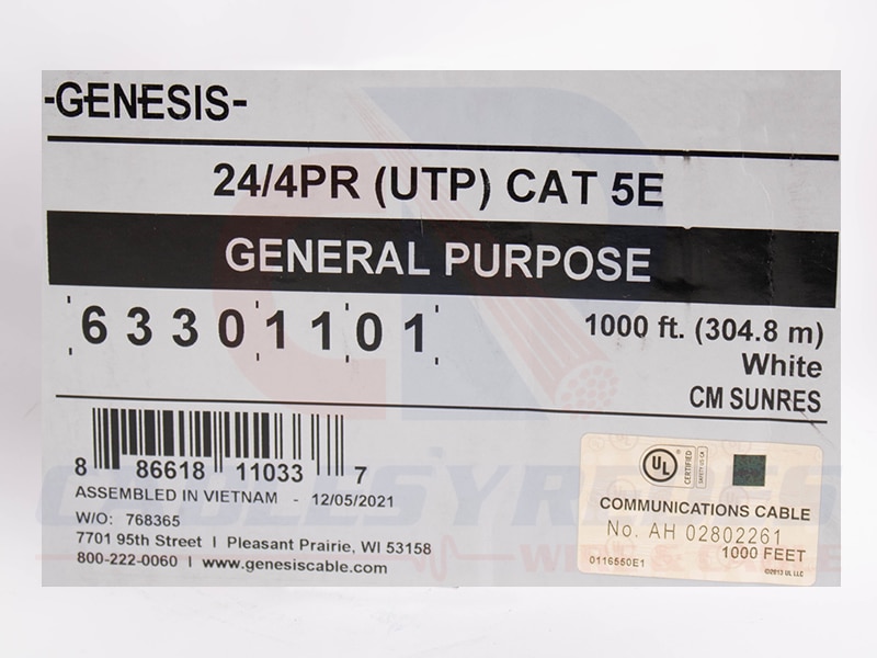 GEN-63301101 Genesis Cable UTP 4PR 24AWG Cat.5E CM Blanco CMR - Image 4