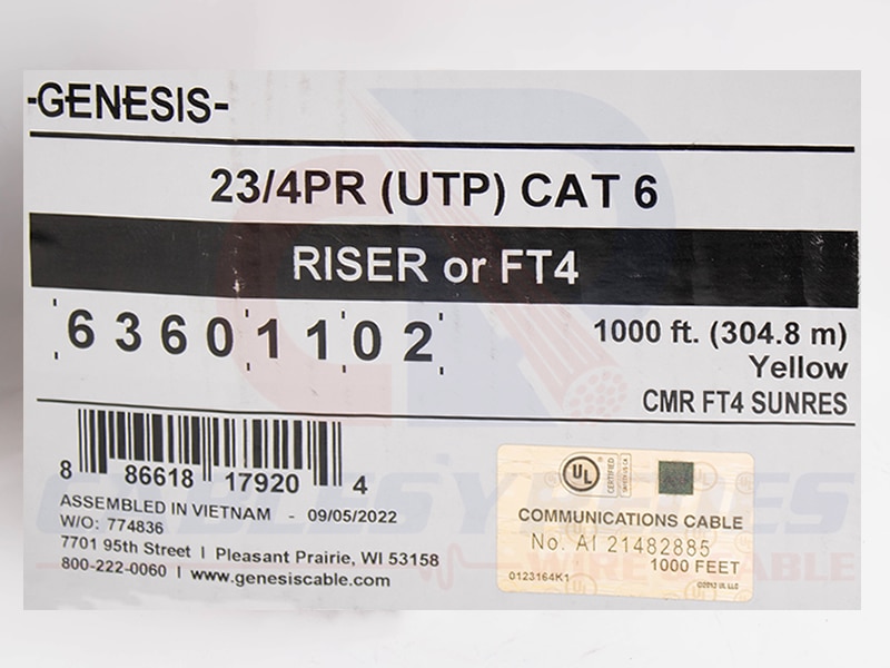 GEN-63601102 Genesis Cable UTP 4PR 23AWG Riser Cat.6 Spnls (Sincostilla) Amarillo 1Gb 400Mhz - Image 4